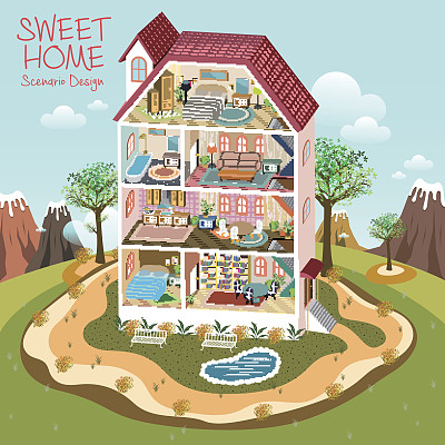 温馨家园场景设计图片下载