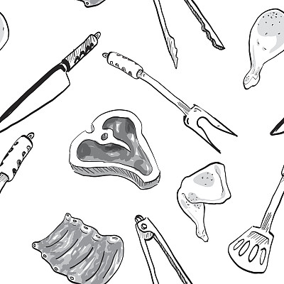 烧烤主题无缝图案图片下载