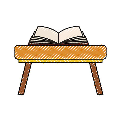 学校桌子与书孤立的图标图片下载