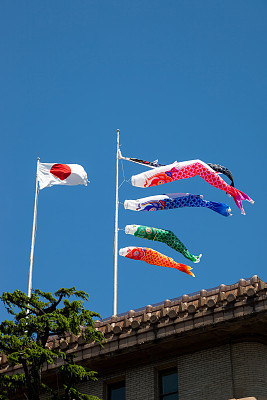 蓝色的天空背景为儿童节日本国旗图片下载