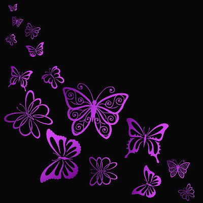 在黑暗中飞舞着明亮的蝴蝶图片下载