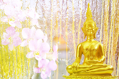 花园中的瀑布，抽象的背景图片下载