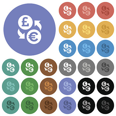 英镑欧元货币兑换圆扁多色图标图片下载