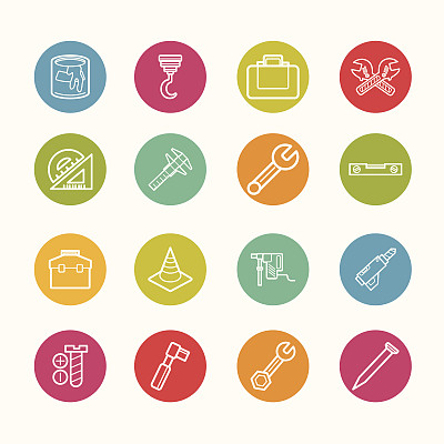 建筑图标设置圆圈系列- eps.10图片下载