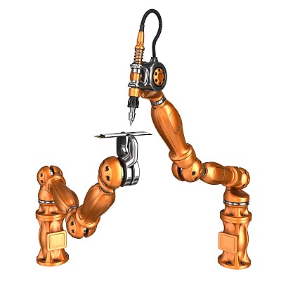 工业机器人收集电子电路板图片下载