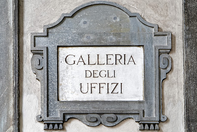 佛罗伦萨乌菲齐街Galleria degli Uffizi街的招牌图片下载
