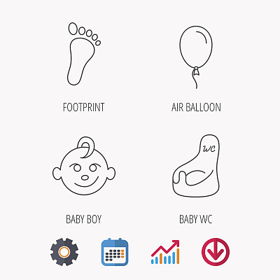足迹，男婴和儿童厕所图标。图片下载