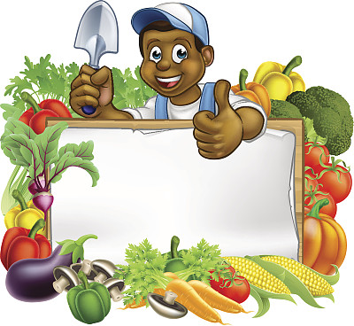 卡通黑人园丁标志图片下载