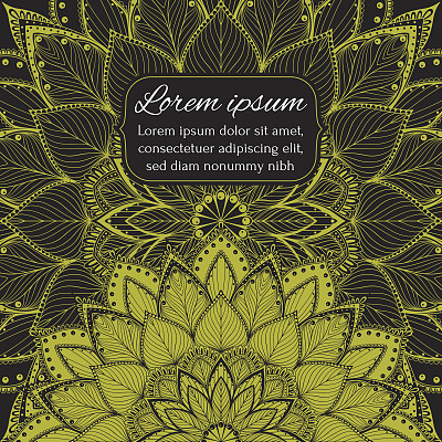 东方曼陀罗图案圆形激光半图案在绿色背景上，曼海蒂画彩色背景图片下载