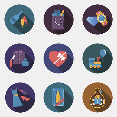 礼品平面圈彩色商店图标图片下载