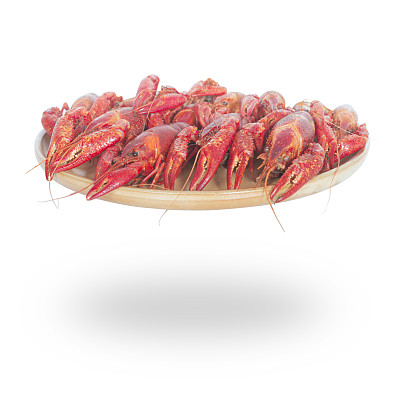 盘子与水煮小龙虾孤立图片下载