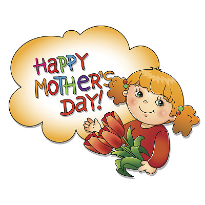 母亲节。漂亮的女孩戴着白色的花图片下载