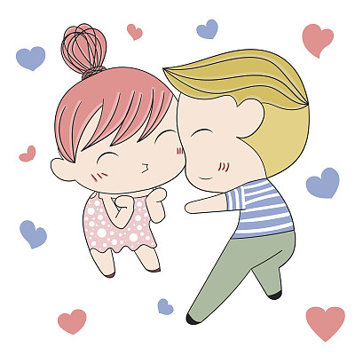 浪漫的概念。爱着男孩和女孩。可爱的卡通矢量插图图片下载