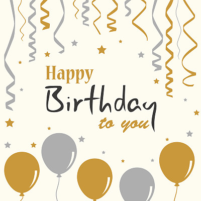 生日海报气球和丝带模板素材图片