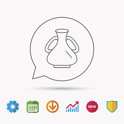 花瓶图标。装饰复古双耳罐标志。图片下载