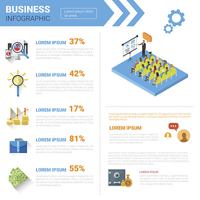 商业信息图设置与复制空间的演示会议研讨会概念图片下载