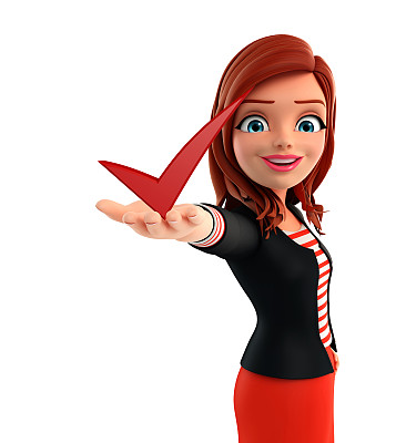 有右标志的年轻公司女士图片下载