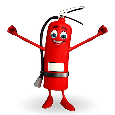 带有快乐姿势的灭火器角色图片下载