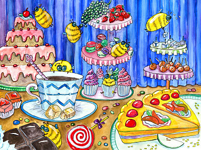 糖果店里五颜六色有趣的蜜蜂图片下载