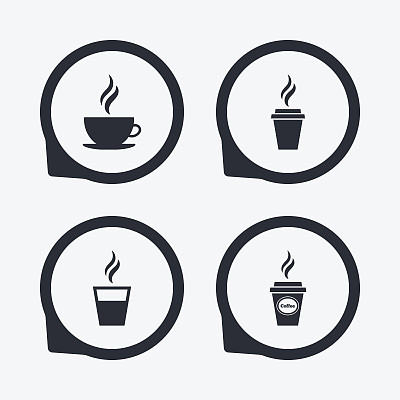 咖啡杯图标。热饮杯符号。图片下载