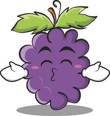 闭着眼睛接吻的葡萄卡通人物集合矢量插画图片下载