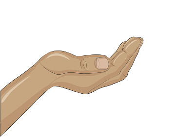 张开的手掌，给予或接受，白色背景矢量插画，广告空间图片下载