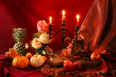 库存照片:葡萄酒静物与水果在碗图片下载