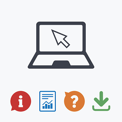 笔记本电脑标志图标。带光标符号的笔记本电脑图片下载