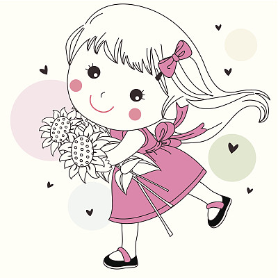 小女孩拿着花图片下载
