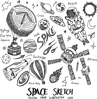 空间涂鸦素描线图标向量集eps10素材图片