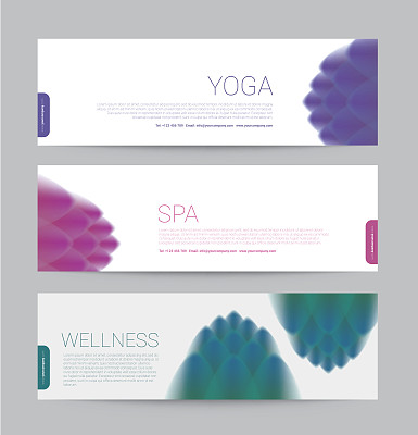 横幅健康水疗瑜伽横幅模板传单菜单封面，矢量插图图片下载