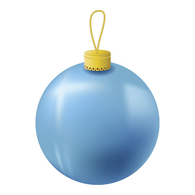 蓝色圣诞树球现实的矢量插图。圣诞冷杉树装饰孤立的白色。图片下载