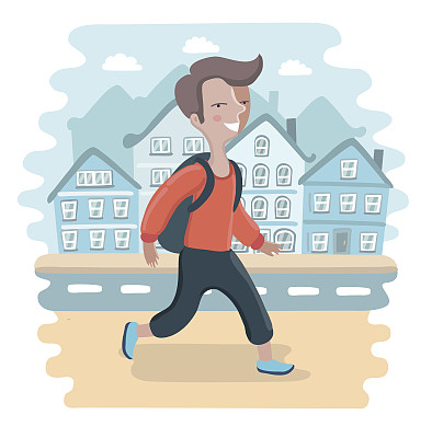 学校里男孩走图片下载