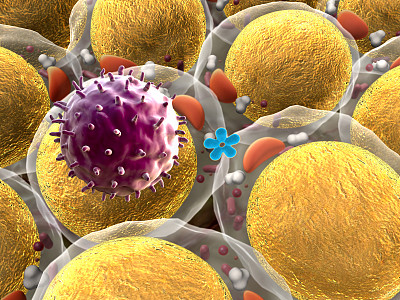 病毒攻击细胞素材图片