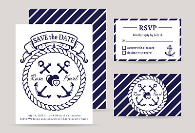 海洋婚礼请柬。图片下载