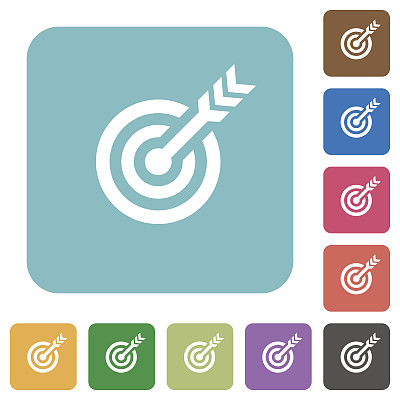 目标表与箭头圆角正方形平面图标图片下载