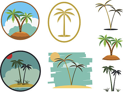 一套棕榈树插图图片下载
