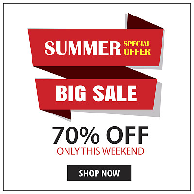 夏季销售丝带和不干胶横幅复古风格。图片下载