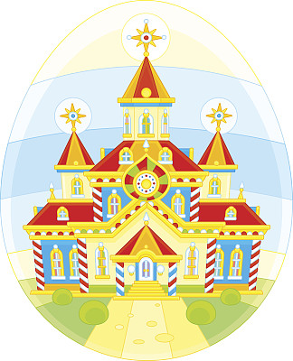 有教堂的复活节彩蛋图片下载