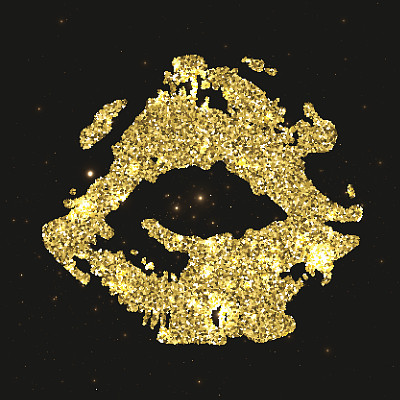 唇印剪影与金色闪光。金色的嘴唇，迷人的飞吻图片下载