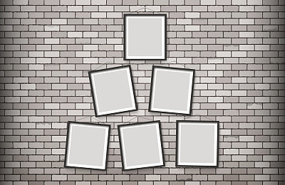 六个木制的黑色相框图片下载