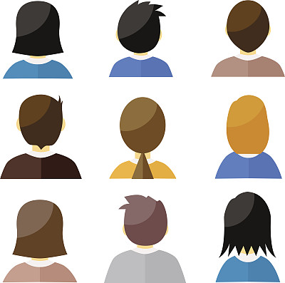 男性和女性头像轮廓，轮廓向量图标，人物肖像图片下载