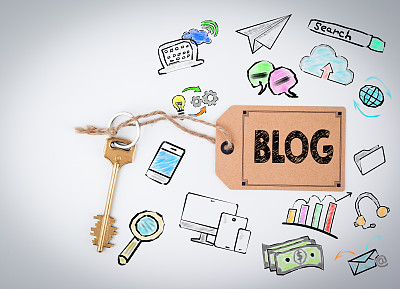 博客。在白色背景上按键图片下载