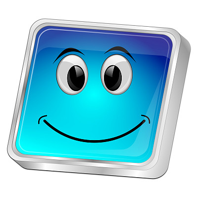 按钮与微笑的脸- 3D插图图片下载