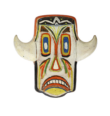 咧嘴笑面具在白色的背景图片下载