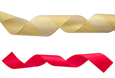 一套金色和红色的丝带在白色上图片下载
