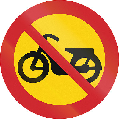 瑞典使用的路标-禁止摩托车图片下载