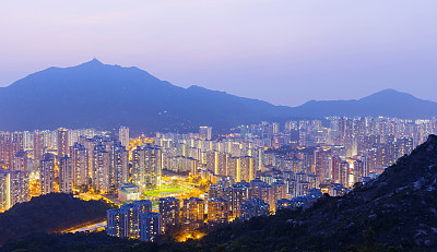 香港屯门天际线与中国南海素材图片