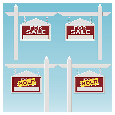 房屋出售的标志，矢量，插图图片下载