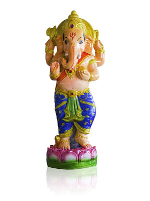 印度教神甘尼萨主的成功隔离在白色背景与剪切路径图片下载